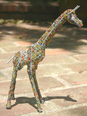 Multi Coloured Beaded Wire Giraffe