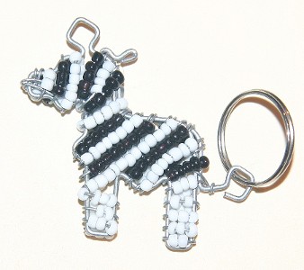 Zebra Beaded Wire Key Chain