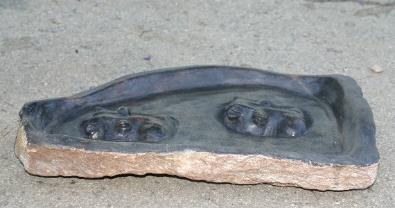 Bird Bath with Hippos