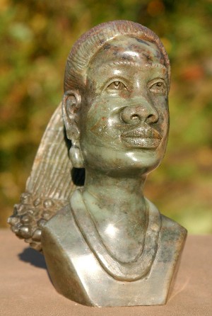 Jade Coloured Soapstone Woman